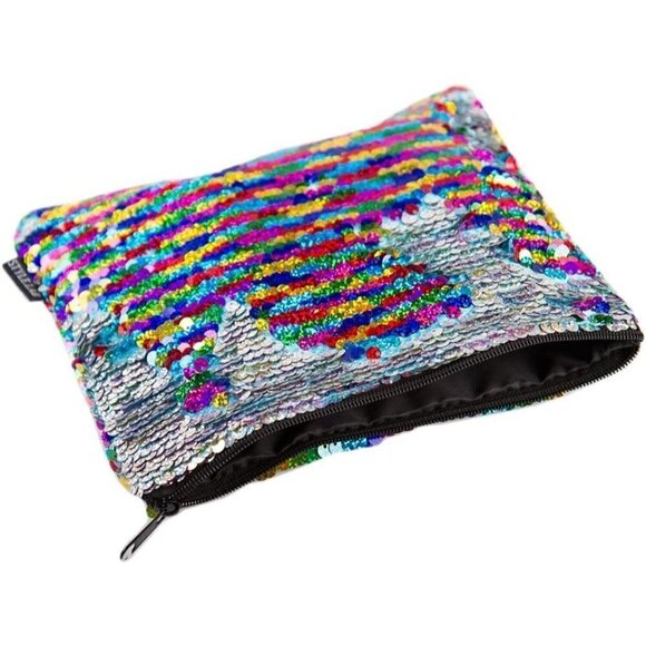 Rainbow Magic Sequin Two-Tone Reversible Flip Zip Up Pouch 9.5"L x 7.5" - Picture 2 of 10